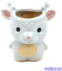  Kerámia szarvas figura kaspó - Kék