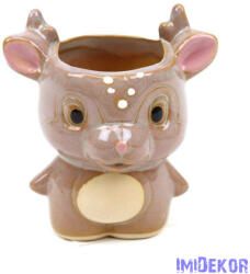  Kerámia szarvas figura kaspó - Barna