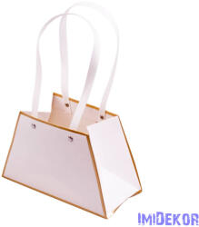  Aranyszélű trapéz virág táska 21x10x13cm - Fehér