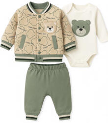 Baby 3részes babaruha szett- Maci, zöld Méret: 56-62