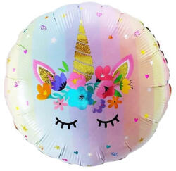 Balloons4party Balon folie unicorn flori rotund 45cm