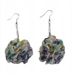  Virágos, lógós fülbevaló, textil, többszínű (0611-77 SAH)