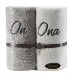 Eurofirany Törölköző szett, 2db 50x90cm, krém-ezüst, 100% pamut (5903571377005)