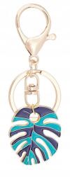  Kulcstartó medál, Monster Levél, arany, türkizkék, sötétkék, fém (brelok)