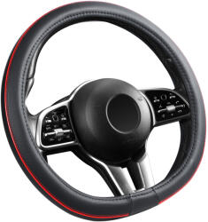 Autolife Bőrhatású Kormányvédő 38cm / Piros betétes "D" típusú 00832 (00832) - autolife