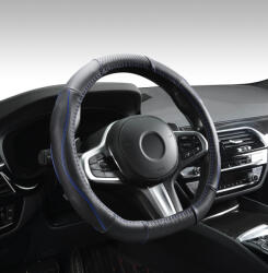 Autolife DW-5056BLD "D" Valódi bőr kormányvédő szellőző lyukacsos Kék betétes mintával (00238)