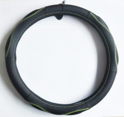 Autolife Valódi bőr kormányvédő SPORT KV-5057A - BLACK GREEN (5057A_) - autolife