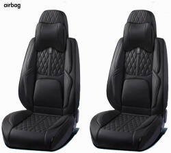 Autolife 15 részes Prémium Magas minőségű Műbőr üléshuzat szett nyakpárnákkal - Légzsákos - Osztható - Fekete színben 80195 (02089)