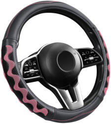 Autolife Műbőr kormányvédő 38cm fekete-pink 203-7P A00153 (00153) - autolife