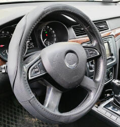 Autolife Műbőr kormányvédő 38cm fekete 2394BK (2394BK) - autolife