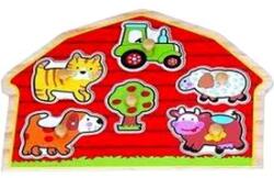  Farm puzzle din lemn, set de 6 piese (HJ98061)