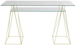 Kare Birou Cu Picioare Aurii Si Blat De Sticla Polar 135x65 Cm (ess-35470)