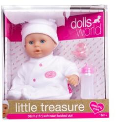 Dolls World Little Treasure băiețel cu pernuță tip sac alb - 38 cm (8101) Papusa
