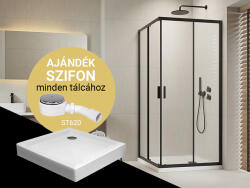 Méta Hungary Kft Comfort szögletes zuhanykabin standard 90x90 + zuhanytálca + szifon (COMFOR-NERO-STANDARD-BLACK) - csempekert