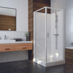  Négyoldalról zárt (négyfalas) zuhanykabin szett kpl-KCDJ / BASIC-90-S W0 üveggel / nyílóajtós (A360405301-01)