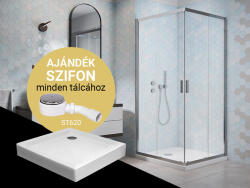 Méta Hungary Kft Comfort szögletes zuhanykabin slim 90x90 + zuhanytálca + szifon (COMFORT-NERO-SLIM-KROM) - csempekert