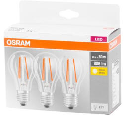 OSRAM Égő Osram LED Fr 060 (Ean9351) Non-Dim 7W/827 E27 2700K Multipack csomag 3 db, Star Classic A (STP01215558)