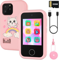 Shenzhen Jiexunda Tech Telefon Inteligent Jucarie Pentru Copii, matcso by CSM 4U PRODUCTS®, Ecran Tactil 2.8 inch, Camera Dubla 8.0 MP, Video HD, Player Muzical MP3, Jocuri Puzzle, Jocuri Educative, Card Memorie Micro SD 32