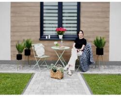 Garden Line Kerek bistro asztal+2 szék szett, 60 cm, zsályazöld acél (2242)