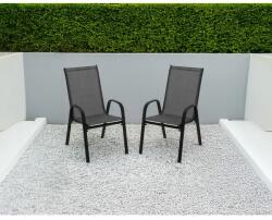 GardenLine 2 db fekete kerti szék, acél váz, textilén, 54×72×96 cm (174)