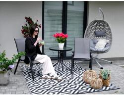 Garden Line Erkély- és kerti bútorszett 2 rakásolható székkel, üveg asztallal, szürke (163)