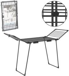  Ruha szárító állvány, 18 m, acél, matt fekete, 174×61×106 cm, 2 zoknitartó (1750) Ruhaszárító