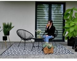 Garden Line Fekete kerti bútorszett 2 rattan szék + üveglapos kerek asztal (343)