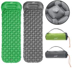 Garden Line Felfújható túramatrac beépített párnával 190×56×5, 5 cm, 470 g, szürke/zöld (428)