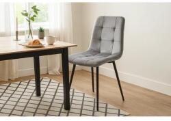  Modern szürke bársony étkezőszék, steppelt háttámlával 44x54x88, 5 cm (4806)