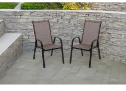 GardenLine 2 db barna kerti szék, acél váz, textilén, 54×72×96 cm (173)