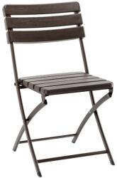 GardenLine Összecsukható kerti szék, barna fa hatású, acél/HDPE, 55×46×81 cm (288)
