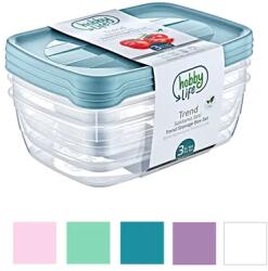 Hobby Life 3 db 2 literes átlátszó műanyag tárolódoboz, légmentes fedéllel (4098)