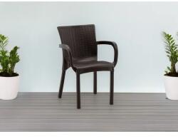 GardenLine Barna műrattan kerti szék kartámlával, időjárásálló, 60×60×82 cm (19)
