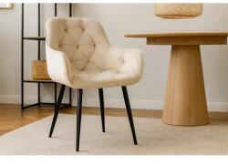  Bézs velúr kárpitozású karfás szék, 55×60×89 cm, 120 kg (4812)