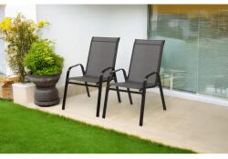GardenLine 2 darabos, porfestett acél kerti szék szett, szürke, 54×70×92 cm (2220)
