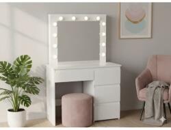  Fehér sminkasztal LED világítással, 4 fiókkal, 94×43×140 cm (4348)