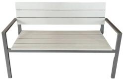 GardenLine Kerti pad 118×54×77 cm, szürke, acél+műanyag, 150 kg teherbírás (265)