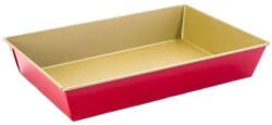  Arany-piros, 28×23, 5×6 cm tapadásmentes dombornyomott tepsi (6076)