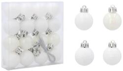  16 darabos fehér karácsonyi gömb dísz szett, 3 cm átmérő (6557)
