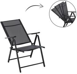 GardenLine Összecsukható kerti szék, acél, 7 fokozatban állítható, fekete, 66×53×107 cm (353)