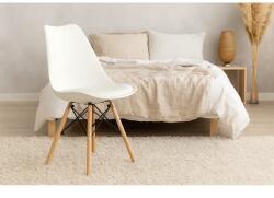  Fehér műanyag szék bükkfa lábakkal és puha párnával, 130 kg-ig (3877)