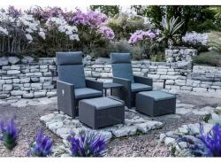 Garden Line Antracit kerti bútor szett 2 dönthető fotellel, asztallal és 2 lábtartóval (382)