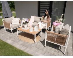 Garden Line Belgrád alumínium kerti szett (kanapé, 2 fotel, asztal) bézs párnákkal (2330)
