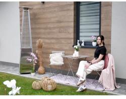 Garden Line Szürke kerti bisztró szett, 60×60 cm négyzetes asztal + 2 acél szék (2245)