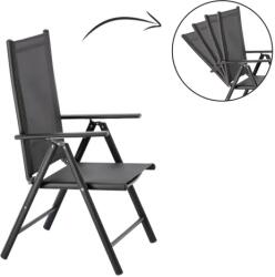 GardenLine Összecsukható alumínium kerti szék, 7 pozíció, szürke, 66×56×107 cm (356)