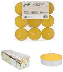 Garden Line 9 db citromfű tealight gyertya szett, fém tokban, 11, 5×1, 5 cm (838)