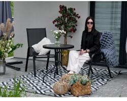 Garden Line 3 részes fekete erkély bútor szett, acél váz, edzett üveg asztallappal (162)