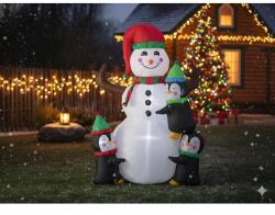  Felfújható hóember pingvinekkel, 190 cm, LED világítással, kültéri IP44 (7985)