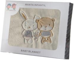 Gamberritos takaró - plüss 110x140cm maci és nyuszi szürke 10601 (10601-66456731)