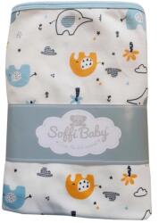 Soffi Baby Baby takaró pamut dupla elefántok zöld 75x100cm (PATURA SOFFI BUMBAC 75*100 ELE-69439247)